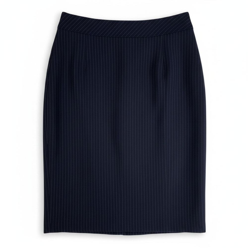 Tahari ASL Womens Pinstripe Pencil Skirt Navy Blue 4 Career Office Academia Work